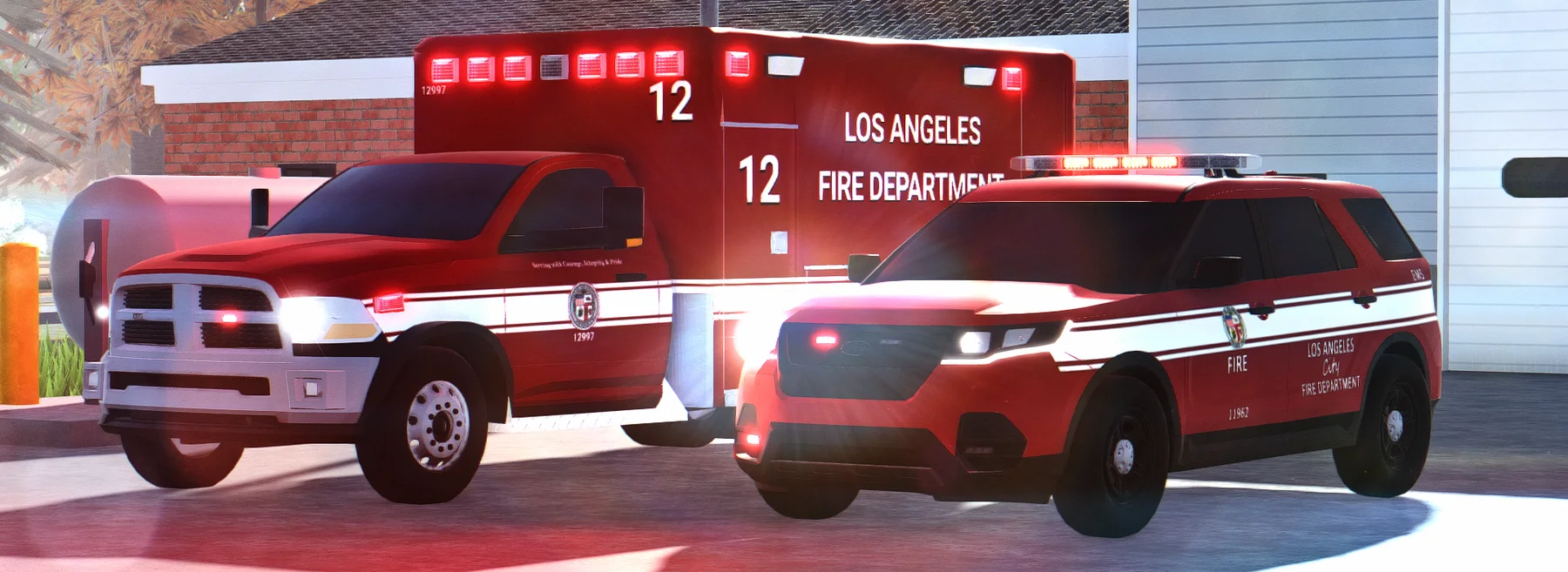 LAFD EMS ambulance at an ER:LC scene